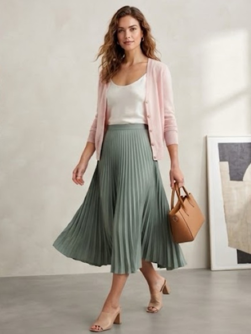 H&M Soft Blush Pink Long Sleeve V Neck Buttoned Down Cardigan